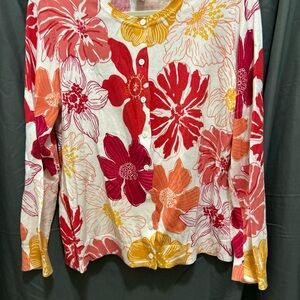 Appleseed's Floral Button Down Shirt - Red, Pink, Orange, Yellow